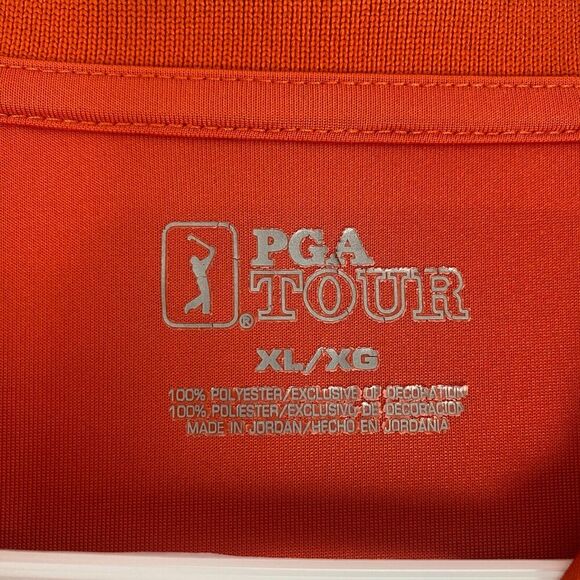 PGA Tour Mens Shirt Polo XL Extra Large‎ Orange Striped Short Sleeve Golf Sports - Picture 4 of 13